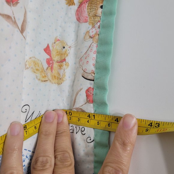 Vintage Nursery Rhyme Baby Quilt Blanket Double Sided Teddy Bears Embroidered - Picture 9 of 12